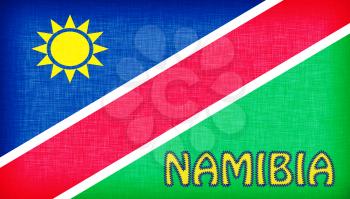 Flag of Namibia stitched with letters, isolated