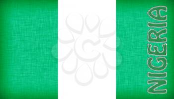 Flag of Nigeria stitched with letters, isolated