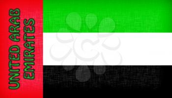 Flag of the UAE stitched with letters, isolated
