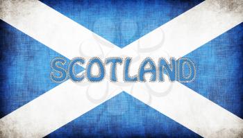 Flag of Scotland stitched with letters, isolated
