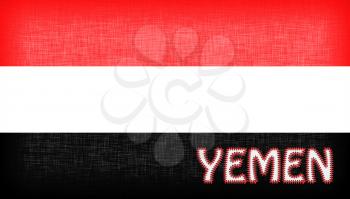 Flag of Yemen stitched with letters, isolated