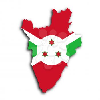 Map of Burundi, filled with the national flag