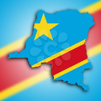 Map of Congo, filled with the national flag