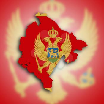 Map of Montenegro, filled with the national flag