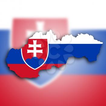 Map of Slovakia filled with the national flag