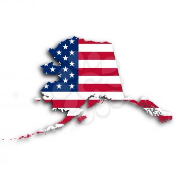 Map of Alaska, filled with the national flag