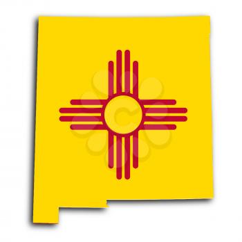 Map of New Mexico, filled with the state flag
