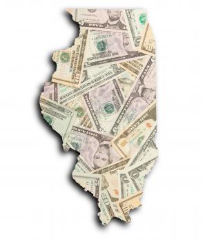 Map of Illinois, filled with US dollars