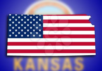 Map of Kansas, filled with the national flag
