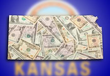 Map of Kansas, filled with US dollars