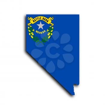 Map of Nevada  filled with the state flag