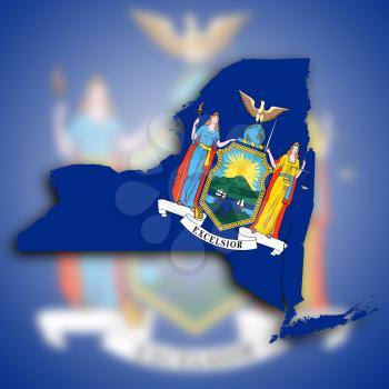 Map of New York  filled with the state flag
