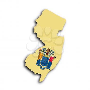 Map of New Jersey filled with the state flag