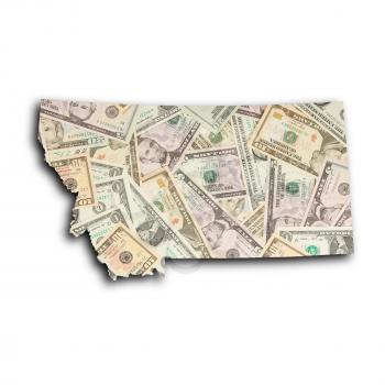 Map of Montana filled with US dollars
