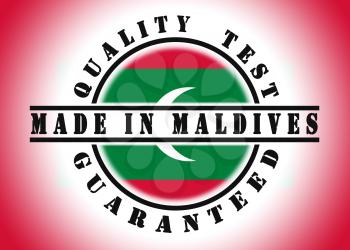 Quality test guaranteed stamp with a national flag inside, Maldives