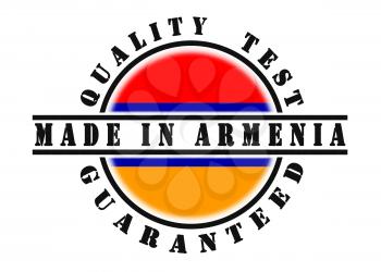Quality test guaranteed stamp with a national flag inside, Armenia