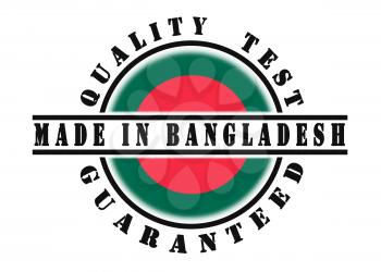 Quality test guaranteed stamp with a national flag inside, Bangladesh