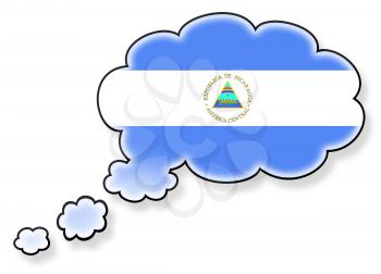 Flag in the cloud, isolated on white background, flag of Nicaragua