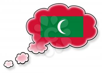Flag in the cloud, isolated on white background, flag of the Maldives