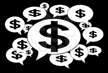 Communication and business concept - Speech cloud, dollar signs
