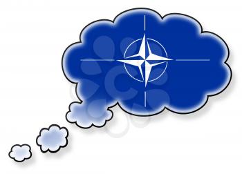 Flag in the cloud, isolated on white background, NATO