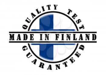 Quality test guaranteed stamp with a national flag inside, Finland