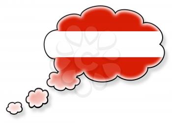 Flag in the cloud, isolated on white background, flag of Austria