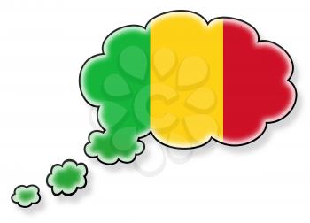 Flag in the cloud, isolated on white background, flag of Mali