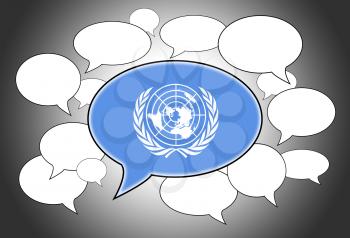 Communication concept - Speech cloud, the voice of United Nations