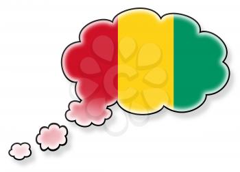 Flag in the cloud, isolated on white background, flag of Guinea