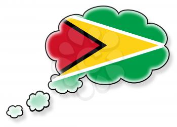 Flag in the cloud, isolated on white background, flag of Guyana