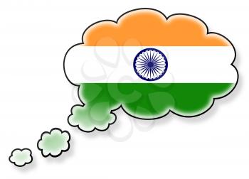Flag in the cloud, isolated on white background, flag of India
