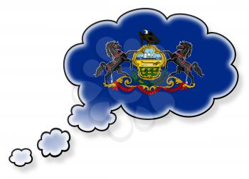 Flag in the cloud, isolated on white background, flag of Pennsylvania