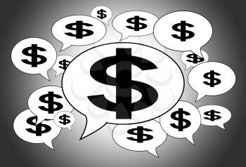 Communication and business concept - Speech cloud, dollar signs