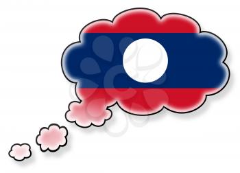 Flag in the cloud, isolated on white background, flag of Laos