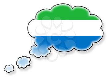Flag in the cloud, isolated on white background, flag of Sierra Leone