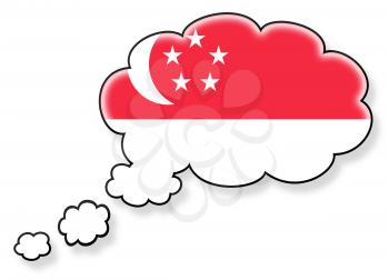 Flag in the cloud, isolated on white background, flag of Singapore