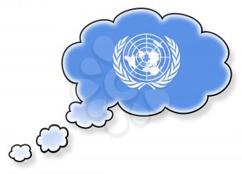 Flag in the cloud, isolated on white background, flag of the UN