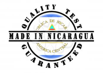 Quality test guaranteed stamp with a national flag inside, Nicaragua
