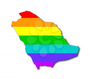 Saudi Arabia - Map, filled with a rainbow flag pattern