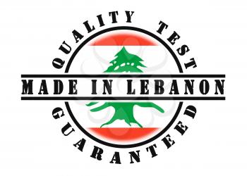Quality test guaranteed stamp with a national flag inside, Lebanon