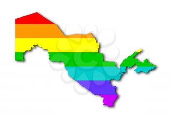 Map, filled with a rainbow flag pattern - Uzbekistan