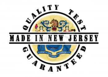 Quality test guaranteed stamp with a state flag inside, New Jersey