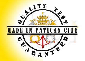Quality test guaranteed stamp with a national flag inside, Vatican City