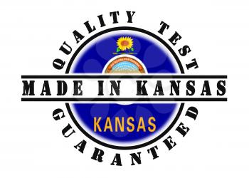 Quality test guaranteed stamp with a state flag inside, Kansas