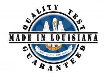 Quality test guaranteed stamp with a state flag inside, Louisiana