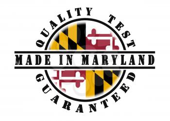 Quality test guaranteed stamp with a state flag inside, Maryland