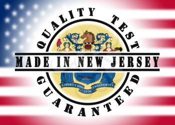 Quality test guaranteed stamp with a state flag inside, New Jersey