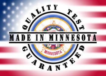 Quality test guaranteed stamp with a state flag inside, Minnesota