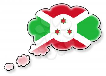 Flag in the cloud, isolated on white background, flag of Burundi